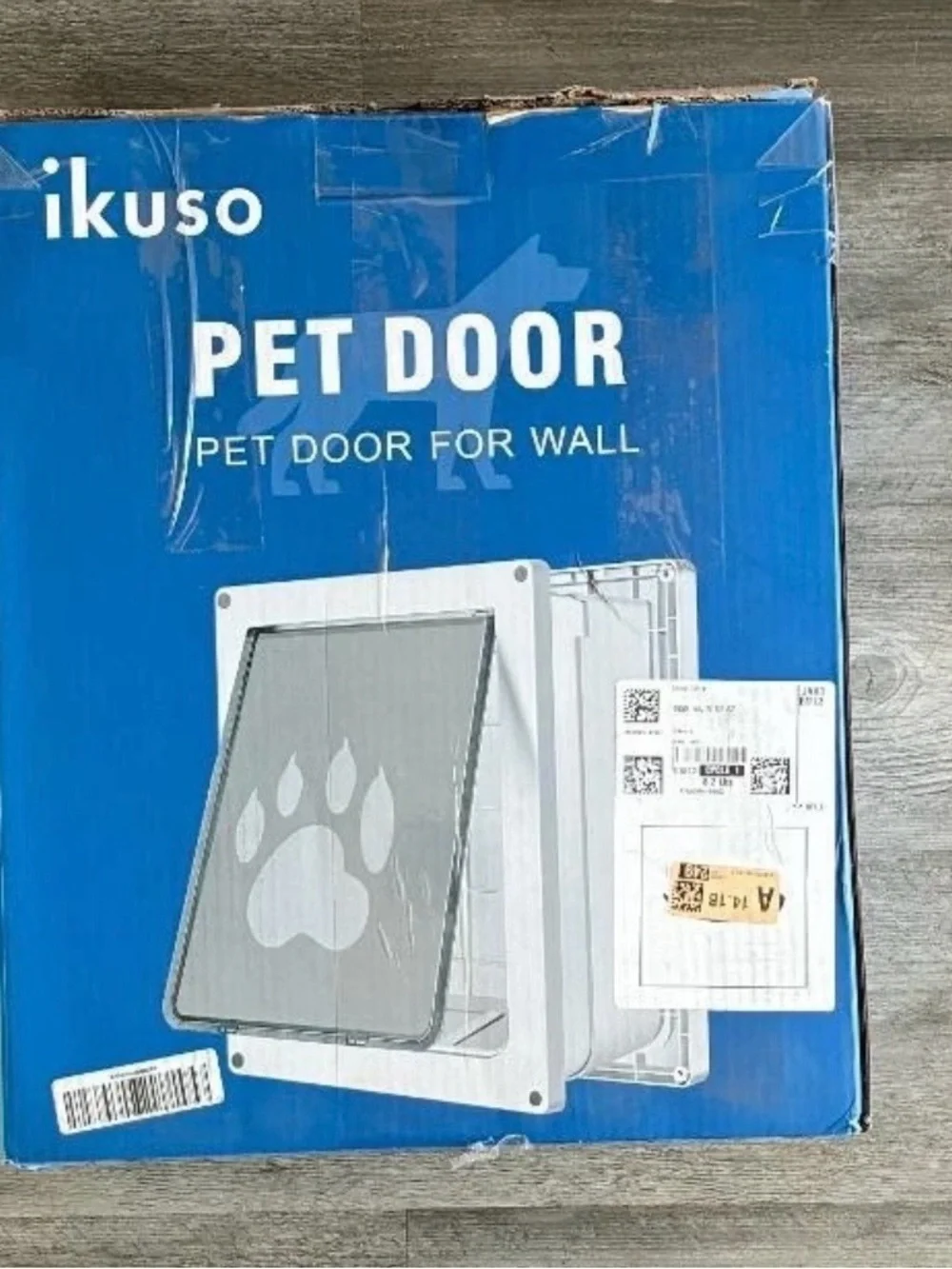 White Pet Door with Paw Print - Secure Flap Entry